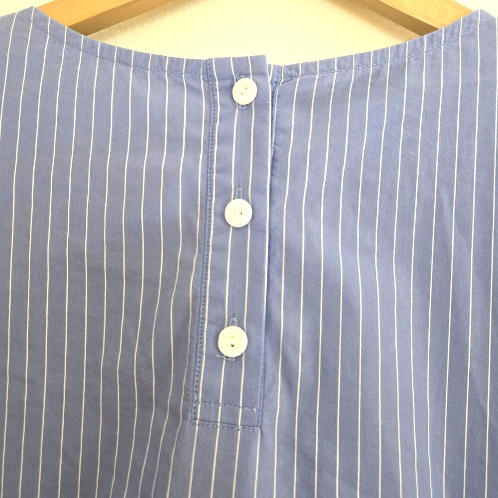 Sara Campbell Light Blue Pinstripe Cotton Blend Ruffle Sleeve Top M - Picture 5 of 8